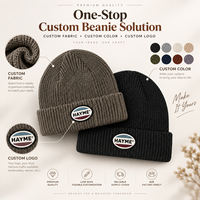 Bonnet d'hiver vintage pour homme, tricoté côtelé, avec logo personnalisé en patch tissé, style pêcheur, pour le ski