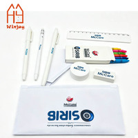 Ensemble de papeterie personnalisé avec logo, fournitures scolaires pour enfants, kit crayons, gommes, règle, stylo à bille avec pochette zippée, promotionnel