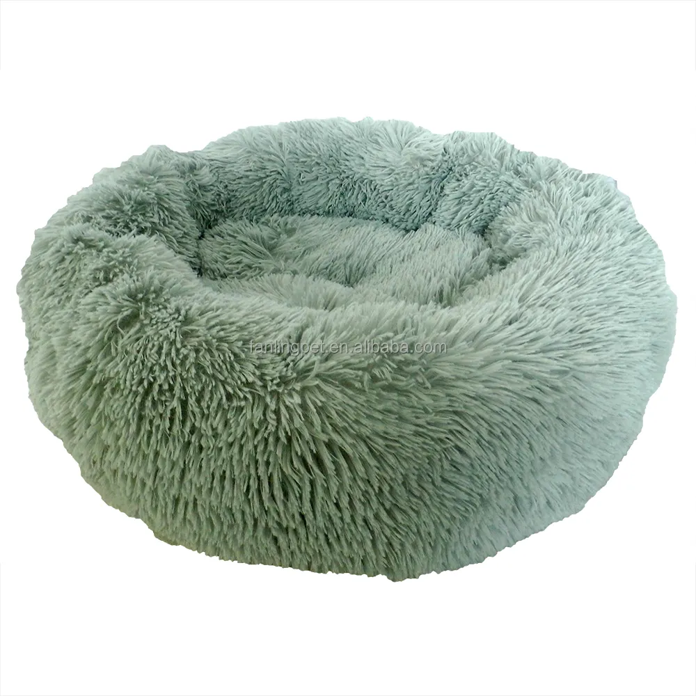 FANLINPT Velvet Dog Cat Bed, Anti-Anxiety Donut Cuddler Warming Cozy Soft Round Bed, Fluffy Cushion bed for Small Dogs Ca