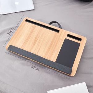 Support d'ordinateur portable pliable en bois, réglable <span class=keywords><strong>et</strong></span> portable, <span class=keywords><strong>avec</strong></span> coussin ergonomique, rehausseur d'ordinateur portable en bois, étagère de <span class=keywords><strong>rangement</strong></span> pour la maison - Product Image 2