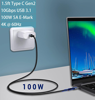 Cable USB C de 100W PD con Carga Rápida, Compatible con USB 3.1 5A, Chip Emark, Trenzado Metálico, Tipo C, Cable para Monitor de Video