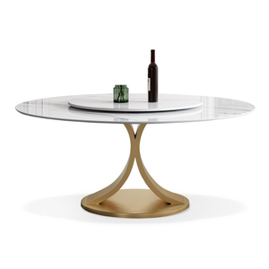 Light luxury slate dining table and chair combination modern minimalist marble round table villa model room apartment round with