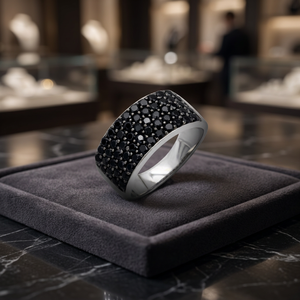 GOURIK Bague Cocktail Classique en Argent 925 Noir avec Serties Multi-Pierres, Hypoallergénique, Bijoux Fins de Luxe pour Femme - Product Image 2