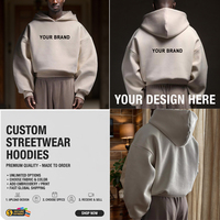 Sweat à capuche oversize à imprimé puff personnalisé OEM, coupe courte, 500 g/m², en molleton français, grande capuche, poche cachée, poids lourd, uni, pour l'hiver