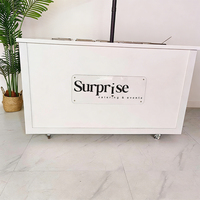 Station de restauration mobile de taille personnalisable avec bacs à buffet et support pour parasol pour événements extérieurs et mariages