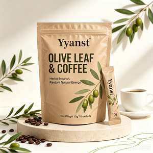 Poudre instantanée de feuilles d'olivier et de café, produits de bien-être naturels pour nourrir et restaurer l'énergie, sachet de 10g, pochette kraft, OEM/ODM - Product Image 3