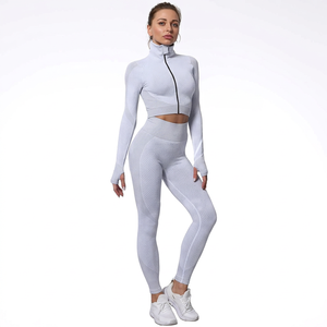 Conjuntos de entrenamiento de chándal para mujer, mallas de gimnasio de cintura alta y Sujetador deportivo cruzado, ropa deportiva de Yoga, conjunto de Fitness - Product Image 1