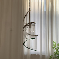 Lustre moderne de luxe pour escalier, suspension unique en cristal translucide, LED dorée, pour villa, salon, couloir, en fer, facile à installer