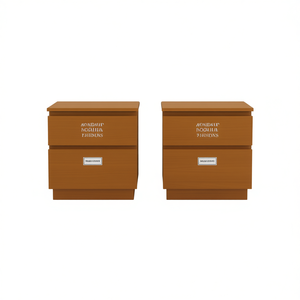 ชุดโต๊ะข้างเตียงไม้สนสีน้ำตาลน้ำผึ้ง 2 ตัว พร้อมลิ้นชัก 2 ช่องสำหรับเก็บของในห้องนอน ดีไซน์ทันสมัย - Product Image 1