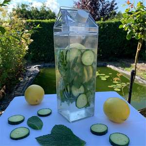 2 pièces en plastique transparent pour boîte de conservation carrée de lait, jus d'orange, thé, gobelet de sport pour les voyages et le camping, pour les articles ménagers - Product Image 1