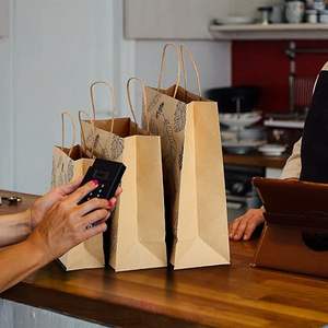 Bruine <span class=keywords><strong>kraft</strong></span> papieren tas op maat, hoogwaardig, met handvat, groothandel, winkel tas voor bedrijven, <span class=keywords><strong>kraft</strong></span> papieren tas - Product Image 6