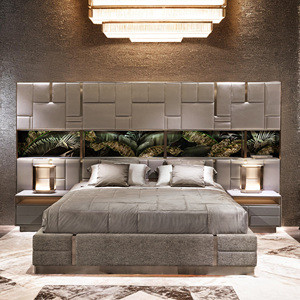 Tùy Chỉnh Cao End Biệt Thự Nội Thất Phòng Ngủ Đặt Hiện Đại Vua Kích Thước Giường Sang Trọng Với Đầu Giường Cao - Product Image 4