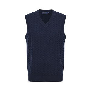 <span class=keywords><strong>Gilet</strong></span> tricoté rétro personnalisé style « Old Money » pour <span class=keywords><strong>homme</strong></span>, 100 % coton, col <span class=keywords><strong>en</strong></span> V, 12GG, léger, style preppy, sans manches - Product Image 5
