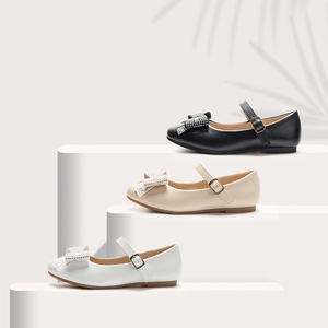 여아용 블랙 메리 제인 플랫 슈즈, 라인스톤 리본 & 버클 스트랩-여름 휴가 학교 공주 파티 드레스 슈즈 - Product Image 4