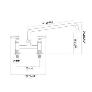Robinet de cuisine commercial moderne de 10 pouces à montage sur plan, cartouche céramique robuste, mitigeur rotatif pour hôtels - Product Image 2