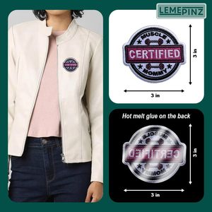 Certified Muscle Mommy Patch 3 Iron On Embroidery Patch For <b>Bags</b> Clothes <b>Hats</b> Backpacks Workout DIY - Product Image 4