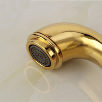 Robinet de lavabo moderne rétro à poignée unique en laiton doré avec cartouche en céramique de jade, à débit contrôlé, poli, monotrou, pour eau froide et chaude