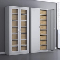 Archivador de Oficina de Acero y Vidrio con Doble Puerta, Ignífugo, Transparente, con Cerradura, Multicapa, para Documentos Financieros y Contables