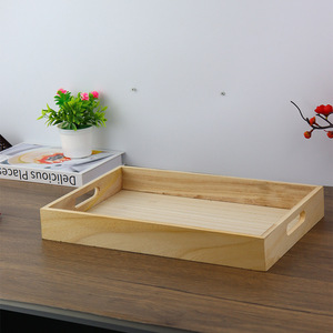 Paulownia Wood Serving <b>Tray</b> 38.3x25.5x5cm Rectangular <b>Tea</b> Coffee Drink Holder Durable Storage <b>Tray</b> - Product Image 4