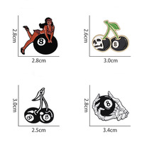 Personnalisé Noir N° 8 Badges Métalliques Sportifs de Billard, Design Créatif Cerise, Accessoire Vestimentaire, Épingle de Revers, Broche