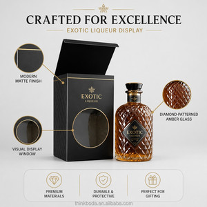 Scatola Rigida Nera Goffrata per Liquori con Finestra Rotonda e Bordo in Lamina d'Oro per Confezioni Regalo di Alcolici Premium - Product Image 3