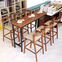 Ensemble de mobilier de restaurant moderne en bois massif pour café et restaurant, tabourets de bar et table haute