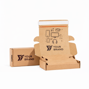 กล่องไปรษณีย์แบบล็อคเองได้สำหรับบรรจุภัณฑ์อีคอมเมิร์ซแบบกำหนดเองสำหรับเคสโทรศัพท์ 3C Electronics  วัสดุลูกฟูก B E Flute  พร้อมตัวเลือกแบบไดคัท  ผลิตตามแบบ OEM สีสันสี่สี - Product Image 2