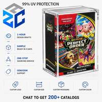 Boîte de présentation en acrylique avec protection UV à 99 % et couvercle magnétique pour cartes de collection Booster Pack