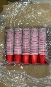 كؤوس بلاستيكية مستعملة مرة واحدة سعة 16 أونصة من كايليو شعار مخصص حسب الطلب كؤوس بيئر بونغ للحفلات كؤوس بيئر بونغ حمراء اللون