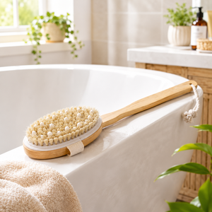 Hardware Tools Eco Friendly Natural Wooden <b>Brush</b> With Exfoliating <b>Brush</b> for Dry Brushing Dual Use - Product Image 3