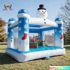 Trineo de Navidad Obstáculo inflable y tobogán Combo Muñeco de nieve de Navidad Casa de rebote inflable para vacaciones - Product Image 3