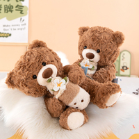 Boneka Beruang Teddy Cokelat Kawaii Harga Pabrik dengan Cangkir Minuman Bubble Tea, Boneka Hewan Lembut Berbulu Keriting untuk Hadiah Ulang Tahun Valentine