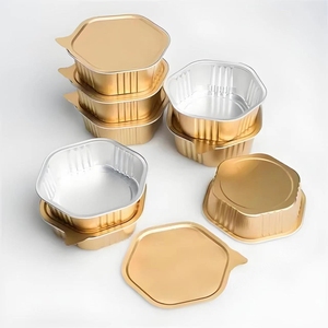 RE3G 1000ml Prep Entrega de comidas Bandejas de alimentos de aluminio 100% Contenedores de papel de aluminio reciclables con tapa transparente sellada - Product Image 4