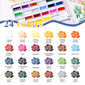 Ensemble de peinture <span class=keywords><strong>aquarelle</strong></span> professionnelle de 24 couleurs, logo personnalisé, marque privée, usine Fontainebleau - Product Image 6