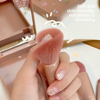 Ensemble de 5 pinceaux de maquillage avec miroir, étui de voyage, kit de pinceaux cosmétiques portables pour fond de teint, poudre, blush, fard à paupières, à emporter