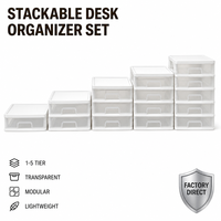 Boîte de rangement de bureau transparente Senny PP, 1, 2, 3, 4, 5 couches, organiseur de tiroirs transparent avec autocollants, vente en gros, direct usine