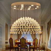 Lustre en cristal de luxe à LED pour la décoration de la maison, lampe suspendue en forme de globe, luminaire pour table à manger