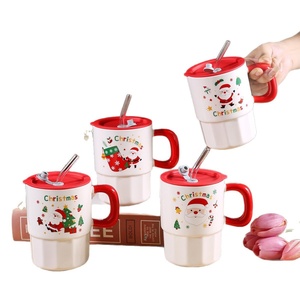 Taza <span class=keywords><strong>de</strong></span> Cerámica <span class=keywords><strong>de</strong></span> Papá Noel con Tapa y Pajita, Linda Taza <span class=keywords><strong>de</strong></span> <span class=keywords><strong>Café</strong></span> con Diseño <span class=keywords><strong>de</strong></span> Árbol <span class=keywords><strong>de</strong></span> Navidad, Regalo Festivo para el Hogar y la Oficina - Product Image 5