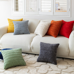 Simple Wheat Ear Corduroy Pillowcase Square Home <b>Cushion</b> <b>Cover</b> Breathable Cotton Polyester Linen Bedroom Living Room Office Use - Product Image 2