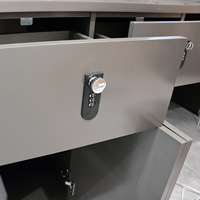 Comptoir de réception en bois avec éclairage LED, pour hôpital, hôtel, consultation, salon de beauté, caisse, table de caissier, luxe commercial