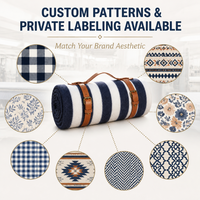 Couverture de pique-nique imperméable en PEVA avec doublure polaire, 80x80 pouces, écologique, tapis enroulable avec poignée de transport, logo personnalisé disponible, pour l'extérieur (OEM/ODM)