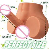 YAQU TPE Dildo Realista de Medio Cuerpo con Esqueleto Móvil, Tamaño Grande, Ultra Suave, 100% Impermeable, Masturbador Vaginal Femenino Portátil