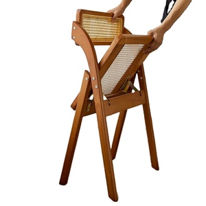 Chaises <span class=keywords><strong>de</strong></span> salle à manger ergonomiques pliables en rotin avec pieds en bois pour usage commercial dans les hôtels, cafés, bars et jardins ZN 549 - Product Image 2