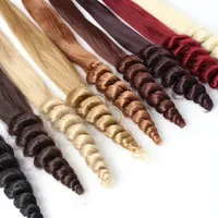 Extensions de cheveux synthétiques en vrac pré-étirées, ondulées, style French Curl Ombré de 18 pouces, directement de l'usine, pour revendeurs