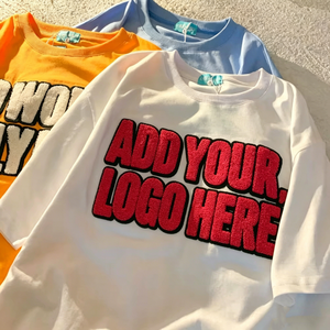 T-Shirt a Maniche Corte con Design Semplice e Stampa Floccata, Magliette con Ricamo in Ciniglia 3D - Product Image 1