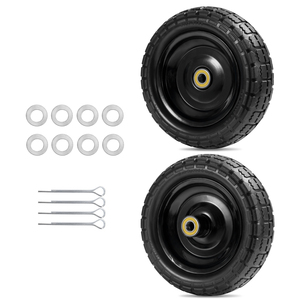 Roue de remplacement industrielle pour <span class=keywords><strong>brouette</strong></span>, chariot à main, <span class=keywords><strong>tondeuse</strong></span> à gazon, roue de 10 pouces en polyuréthane solide, sans chambre à air, roue à 4 temps - Product Image 1