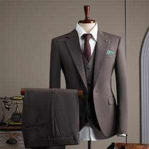 חליפות עסקים לגברים, דש שטוח, מחויטות, שלושה חלקים, צווארון מחודד, בלייזר, וסט ומכנסיים, חומר TR - Product Image 2