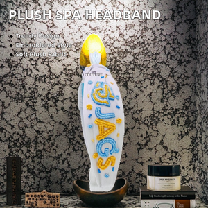 ที่คาดผมผ้าพลัฌยืดหยุ่นพร้อมลายปักข้อความ ใช้พันผมได้สบายสำหรับการดูแลผิวหน้า ทำความสะอาด อาบน้ำ และแต่งหน้า - Product Image 4