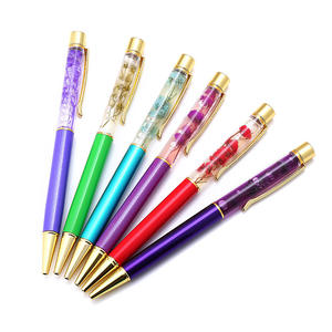Stylos à bille en métal de haute qualité avec logo personnalisé en gros, boule de fleurs en cristal de diamant, couleurs personnalisées, options d'encre multicolores - Product Image 3