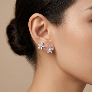 Pendientes de flor Starsgem, blancos y amarillos, oro macizo real de 10K, diseño de joyería elegante y bonito, diamante cultivado en laboratorio, pendientes OS PS MA - Product Image 6